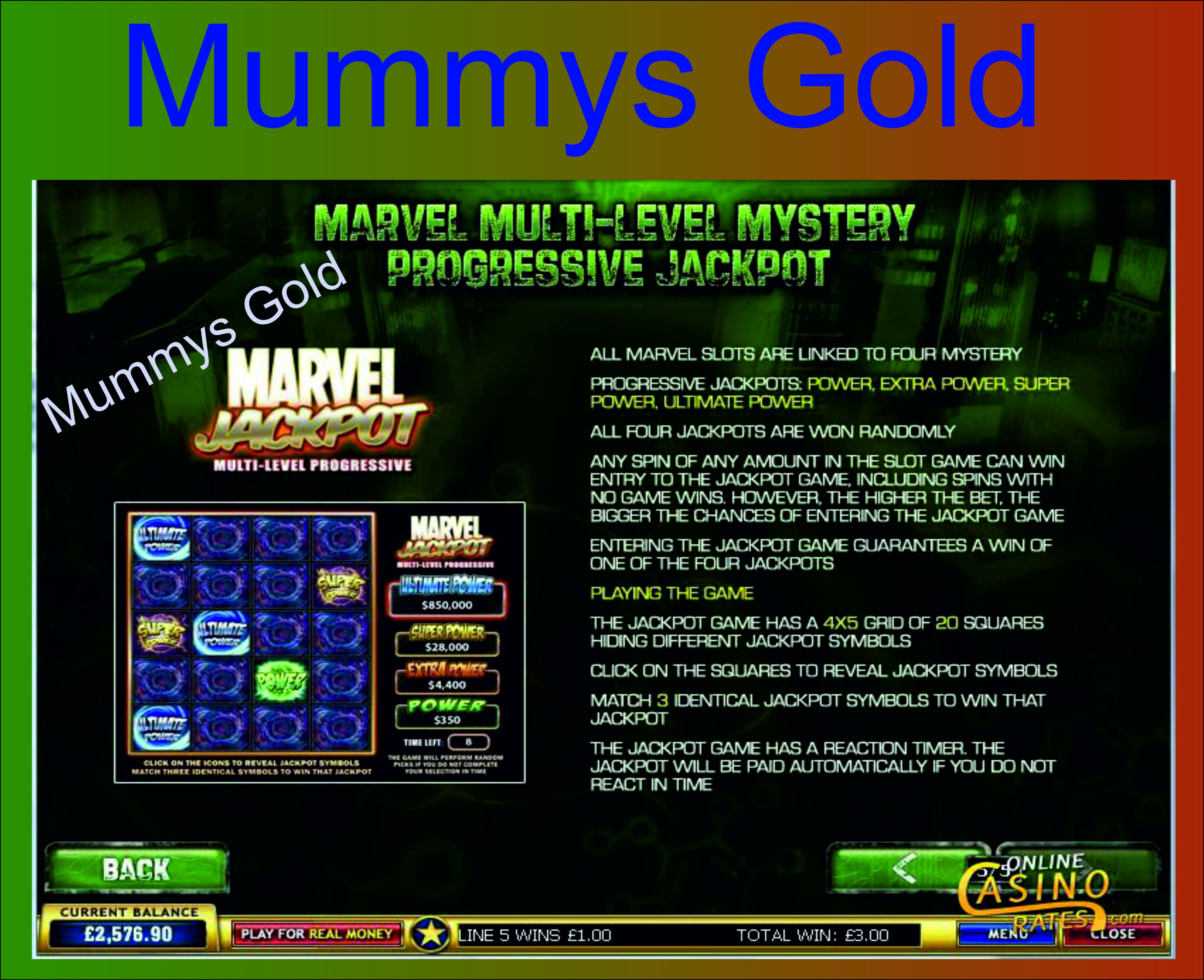 Decorated image Mummys Gold on onlinecasinorates.com